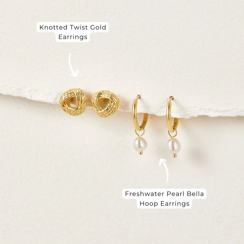 Vioraia Knotted Twist Gold Earrings