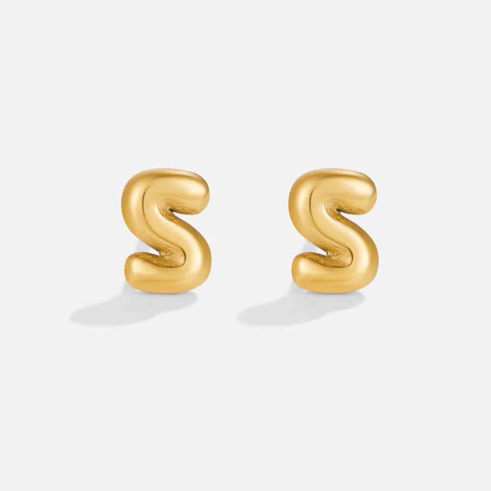 Vioraia Gold Bubble Letter Earrings