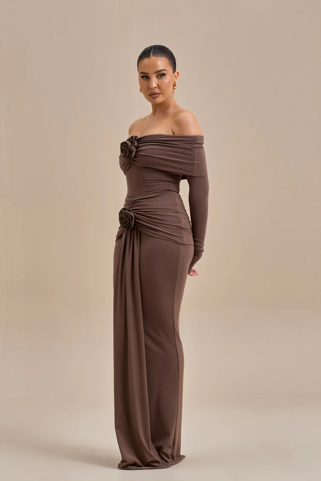 BELLE DRAPE MAXI SKIRT | CHOC - SALE