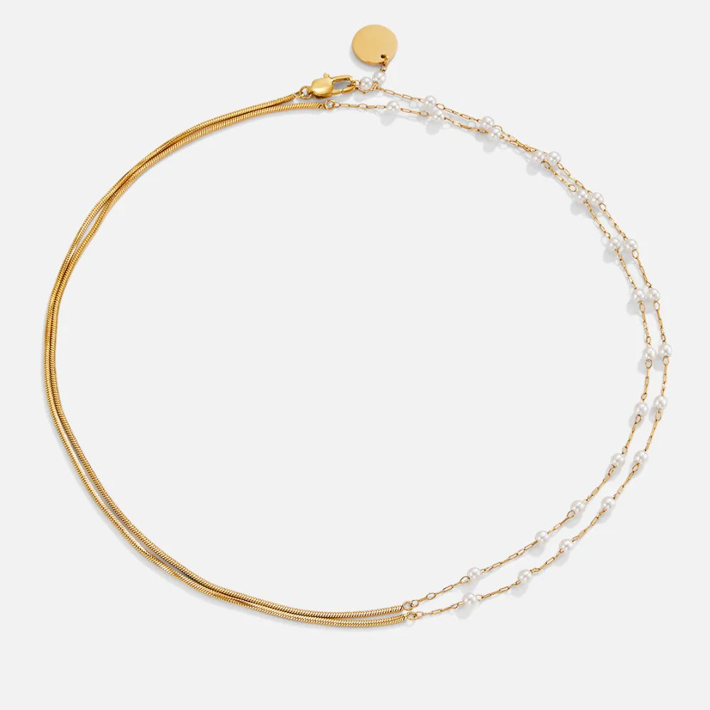 Vioraia Pearl & Gold Long Chain Necklace