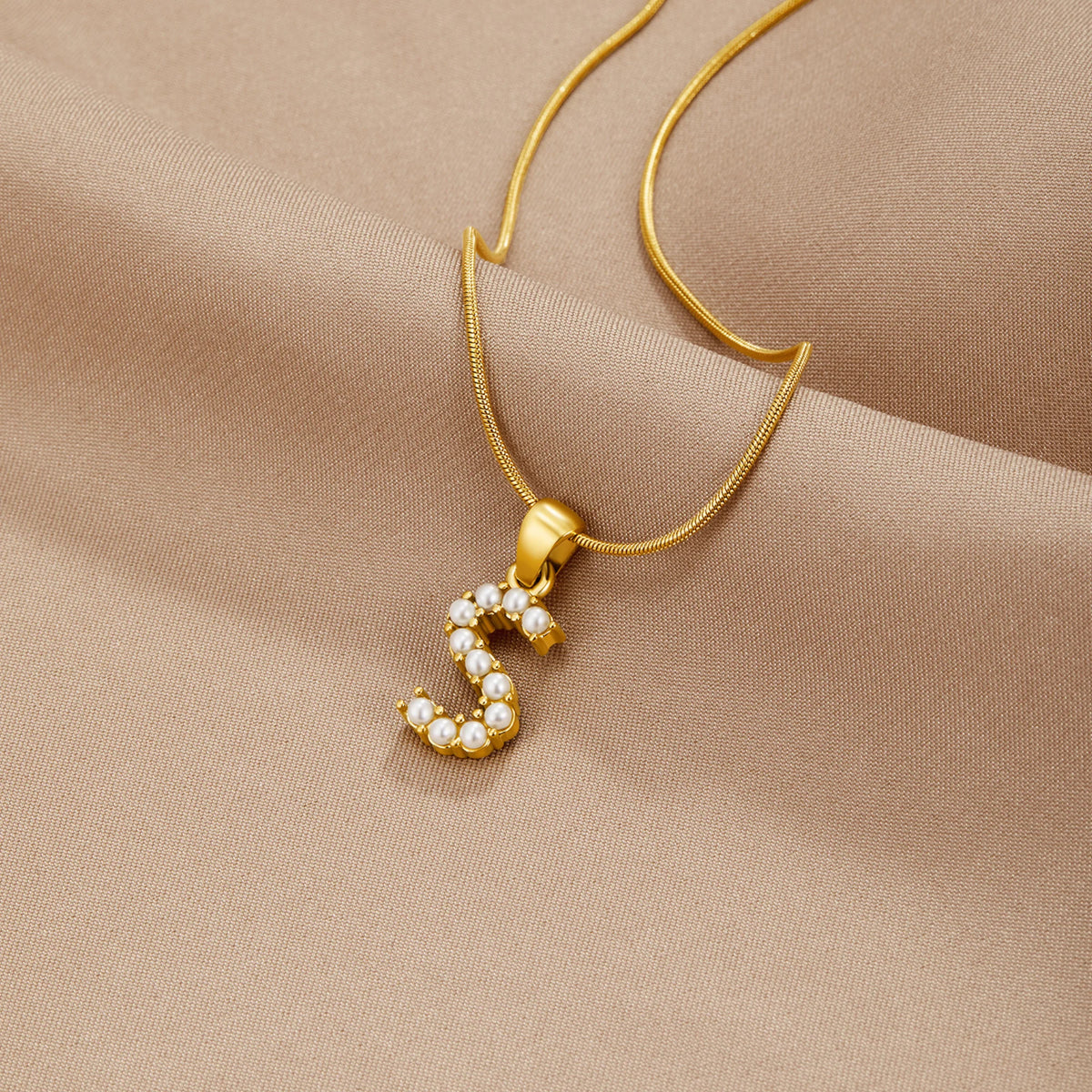 Vioraia Letter Pearl Charm Necklace