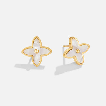 Vioraia White Blossom Petal Earrings