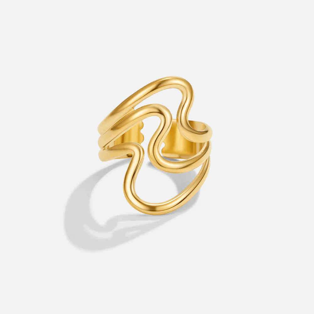 Vioraia Golden Waves Wrap Ring