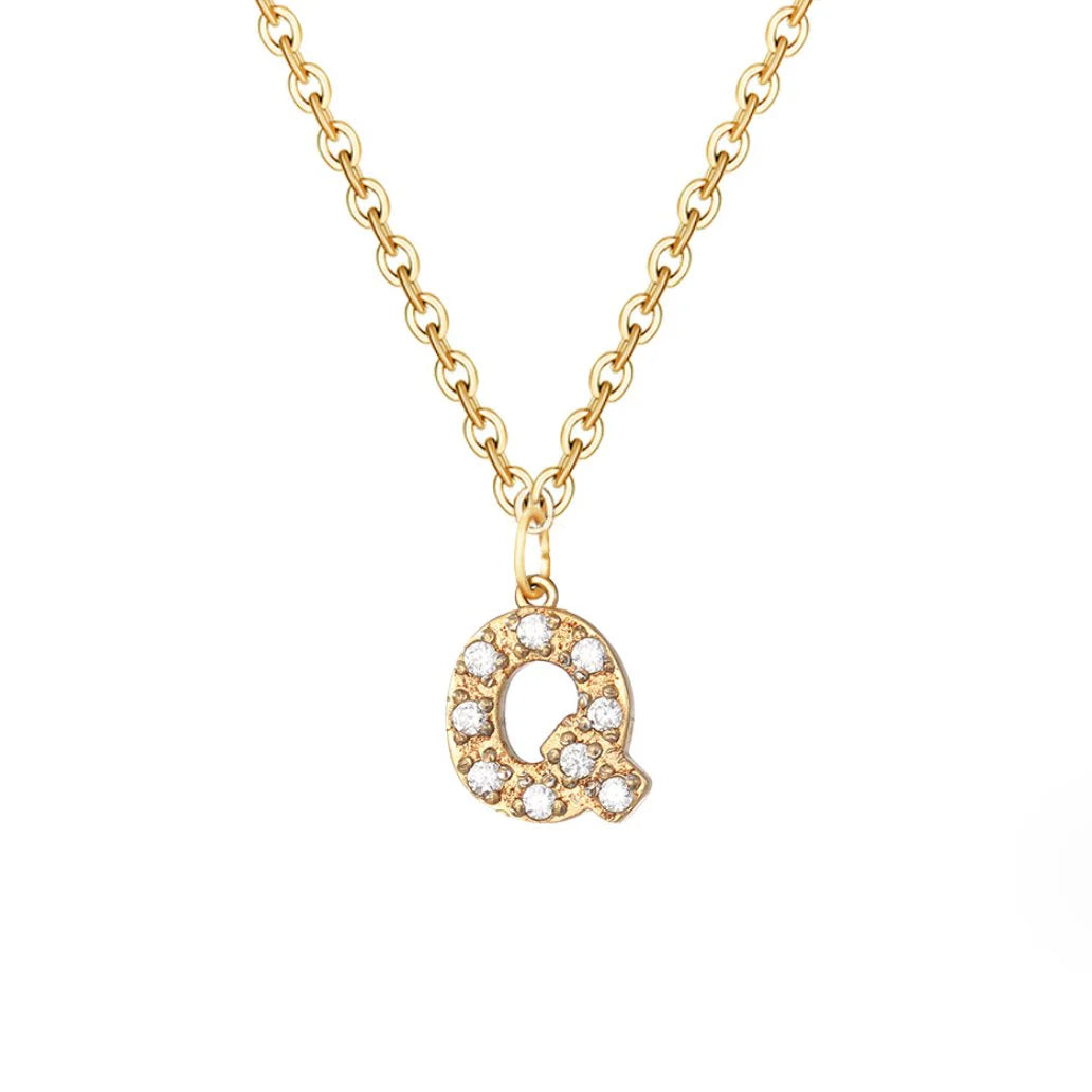 Vioraia Crystal Letter Charm Necklace