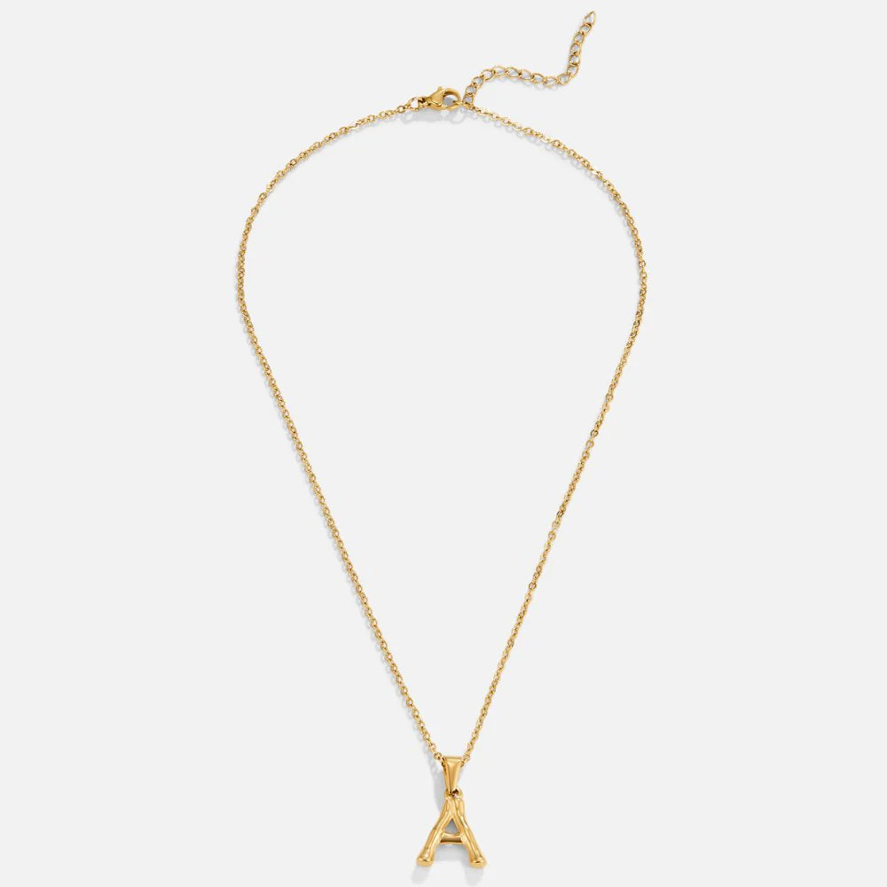 Vioraia Golden Bamboo Letter Pendant Necklace