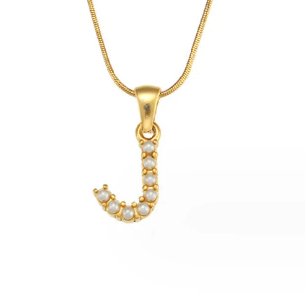 Vioraia Letter Pearl Charm Necklace