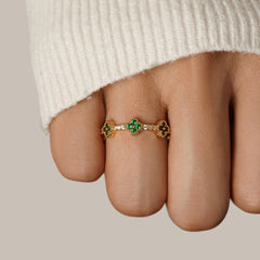 Vioraia Four Leaf Clover Crystal Ring