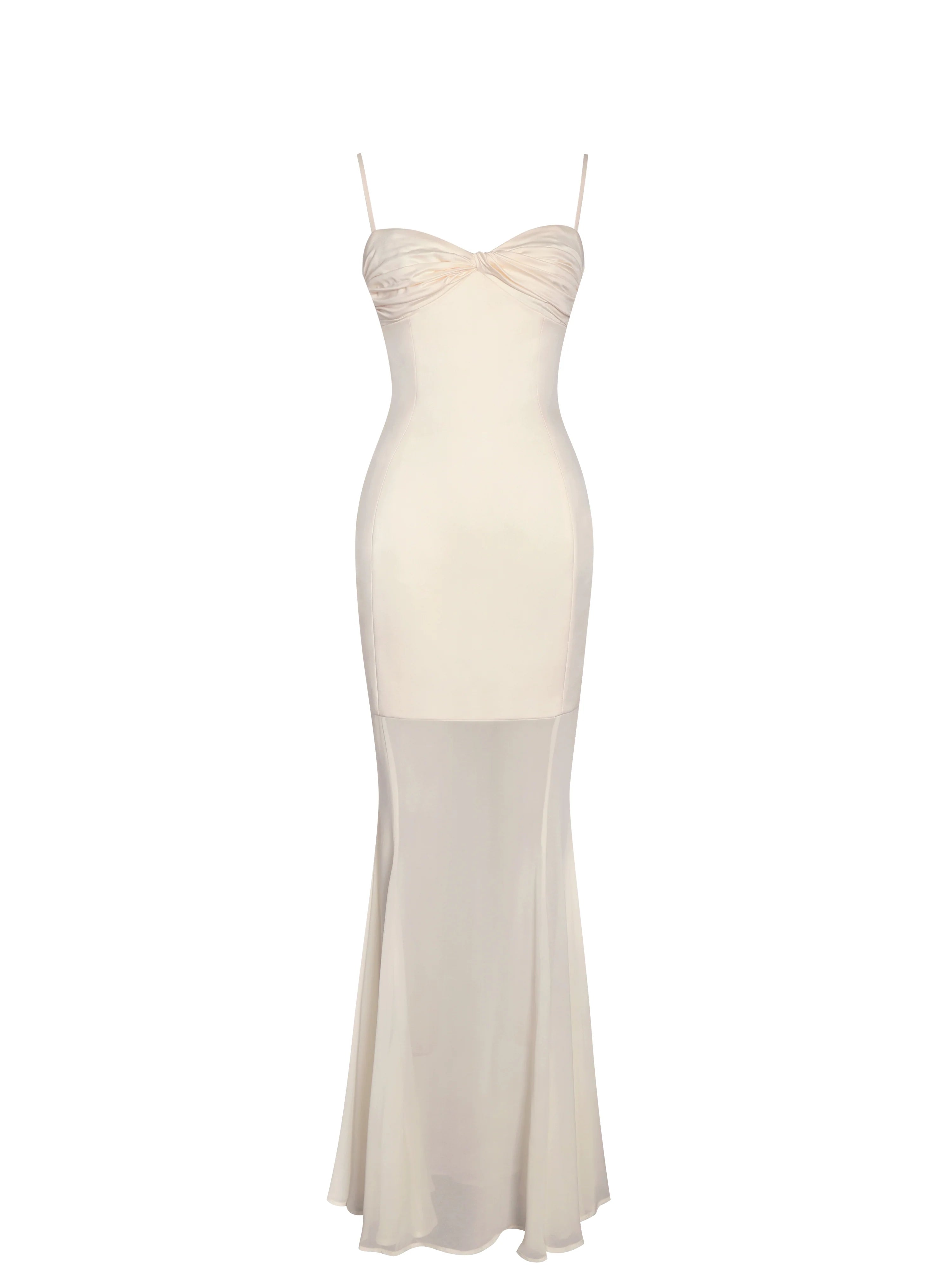 Zayne Butter Yellow Ruch Breast Chiffon Mermaid Maxi Dress