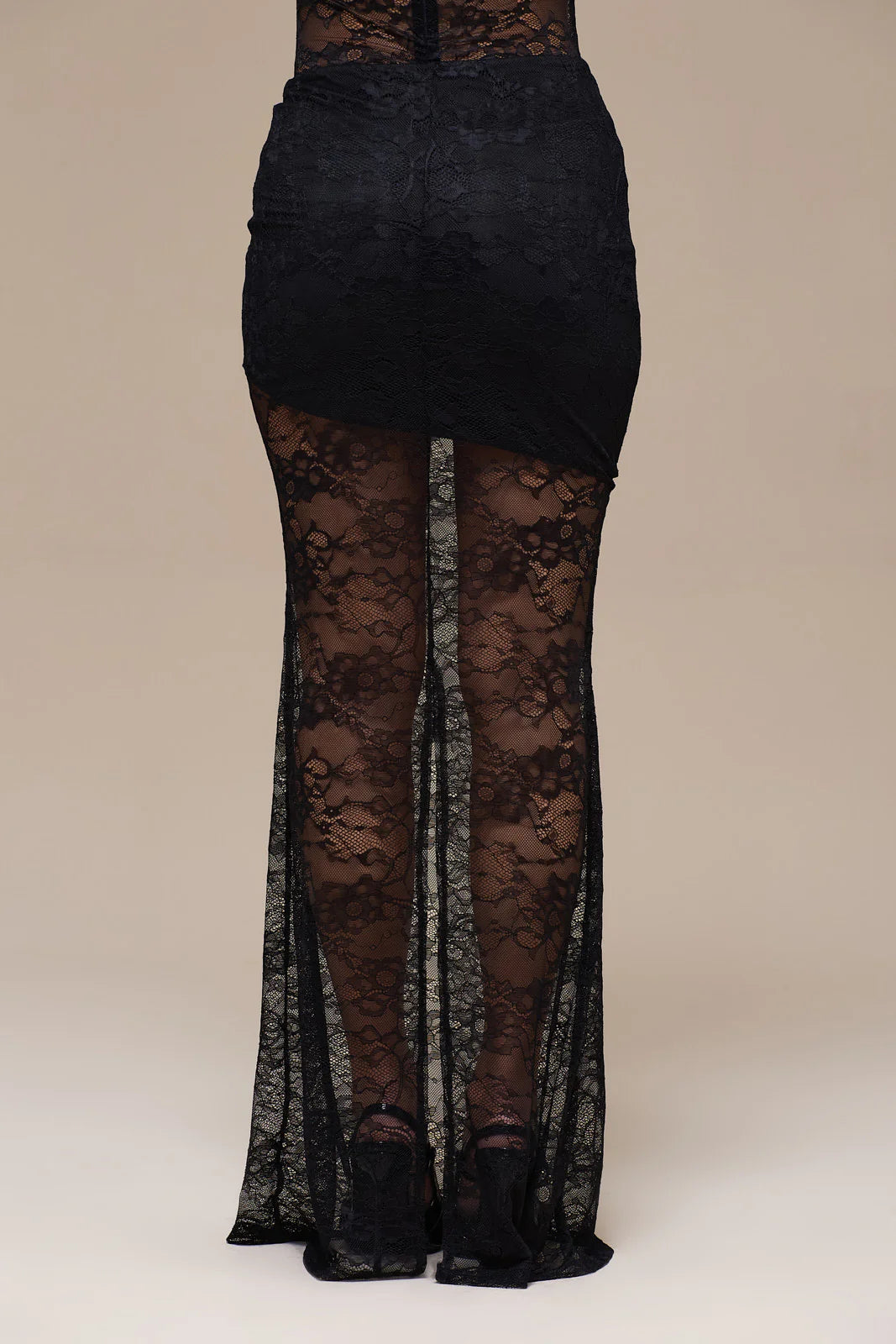 BRITNEY LACE MAXI SKIRT | BLACK