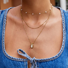 Vioraia Valerie Layered White Pendant Necklace