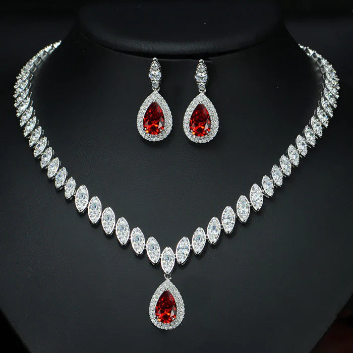 Vioraia Dainty Droplet Gemstone Jewelry Set