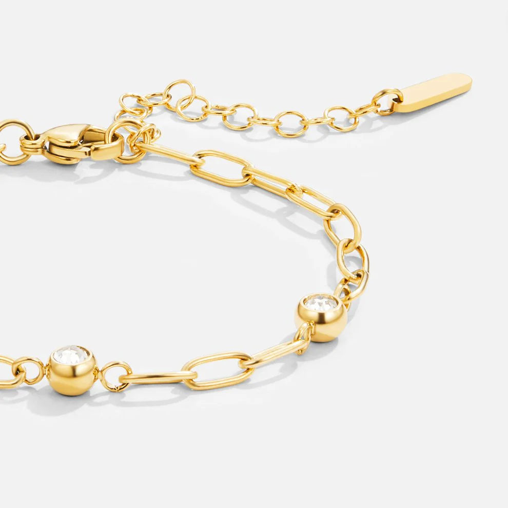 Vioraia Monica Crystal & Gold Chain Bracelet