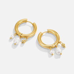Vioraia Molly Pearl Drop Hoop Earrings