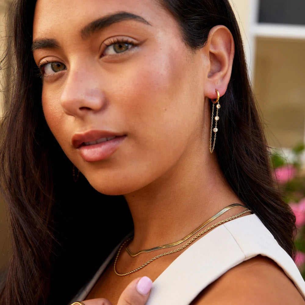 Vioraia Kira Crystal Drop Hoop Earrings