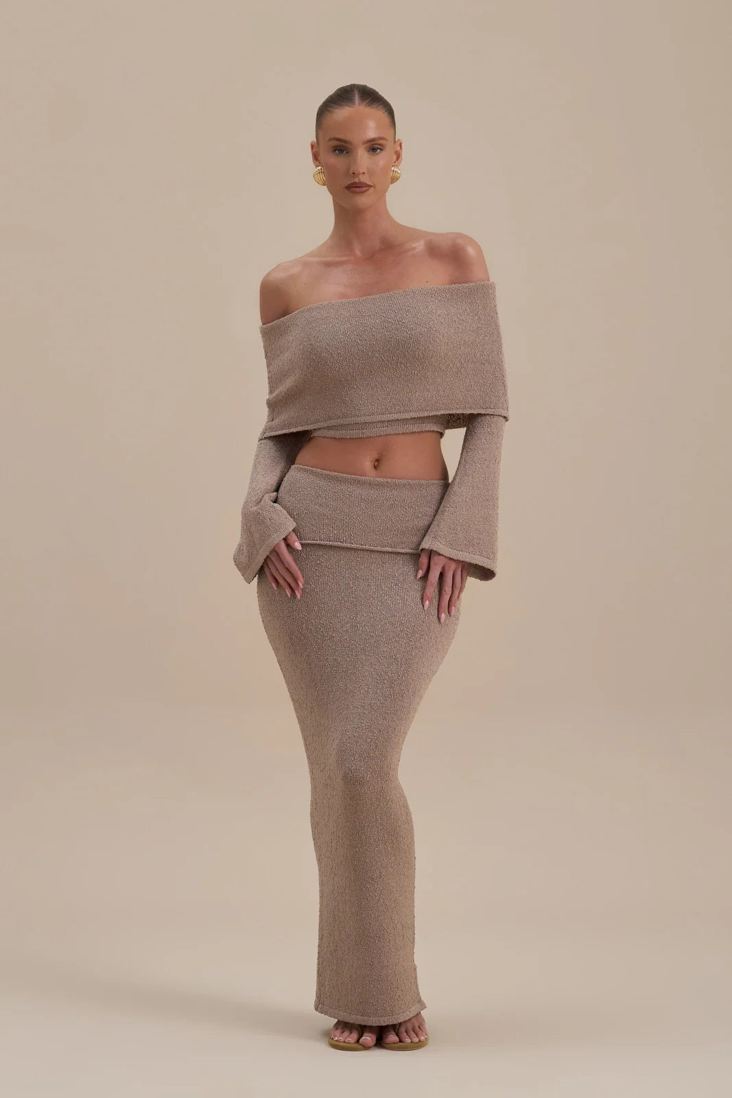 YASMIN BOUCLE KNIT CO-ORD | LATTE