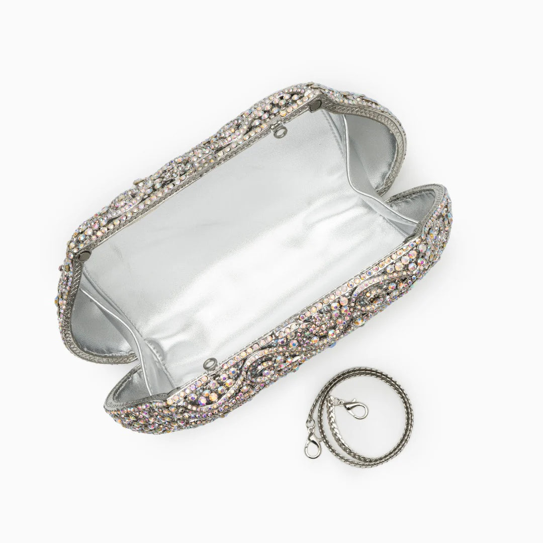 Vioraia Juliet Rhinestones Clutch Bag - Silver