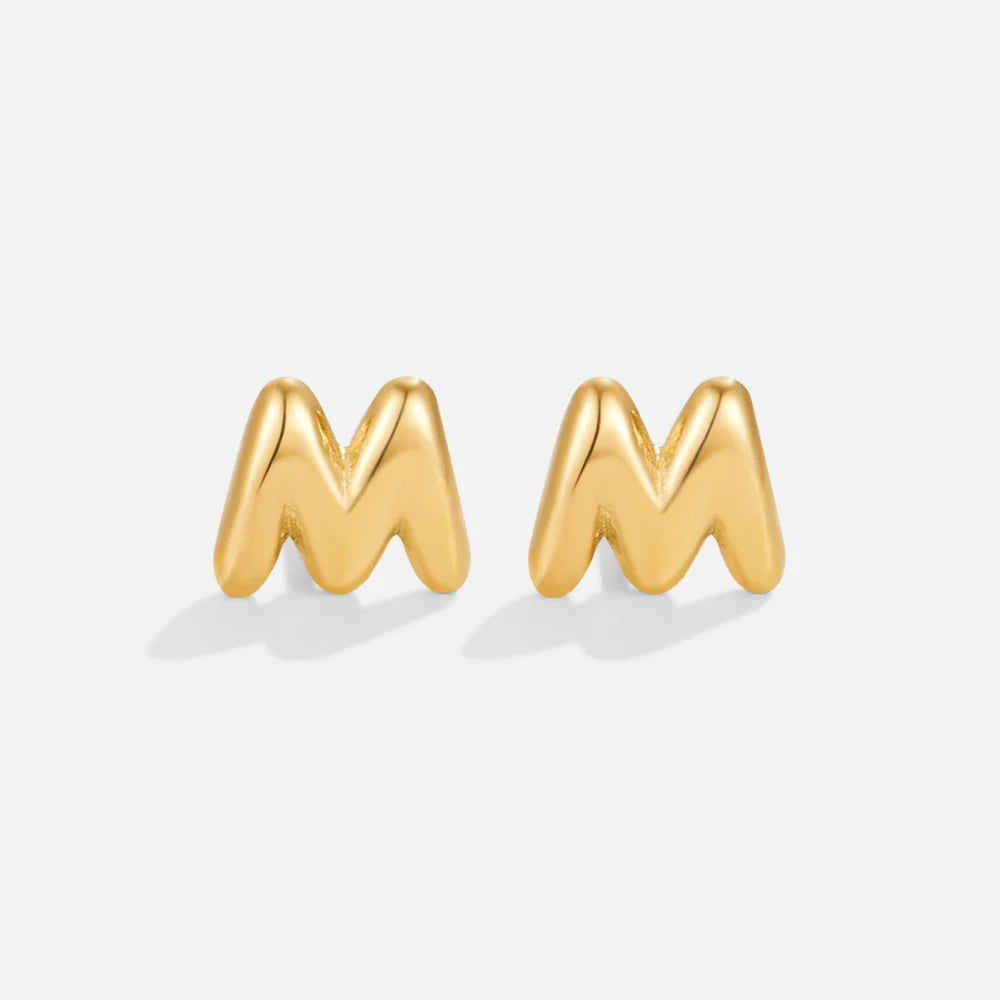 Vioraia Gold Bubble Letter Earrings