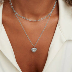 Vioraia Heart & Paperclip Necklace