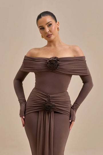 BELLE ROSE BODYSUIT | CHOC - SALE
