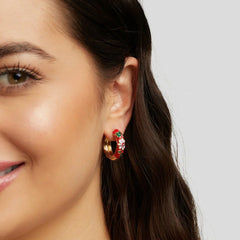 Vioraia Gold Hoop Flower Earrings