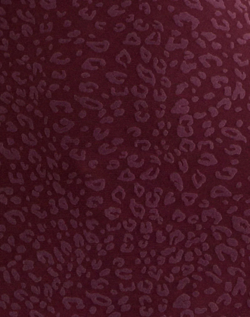 Dasa Long Sleeve Mini Dress in Flock Mini Leopard Plum