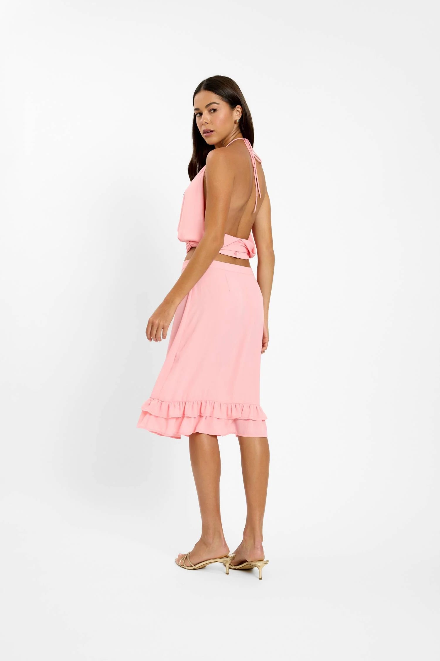 Frill Midi Skirt | Coral
