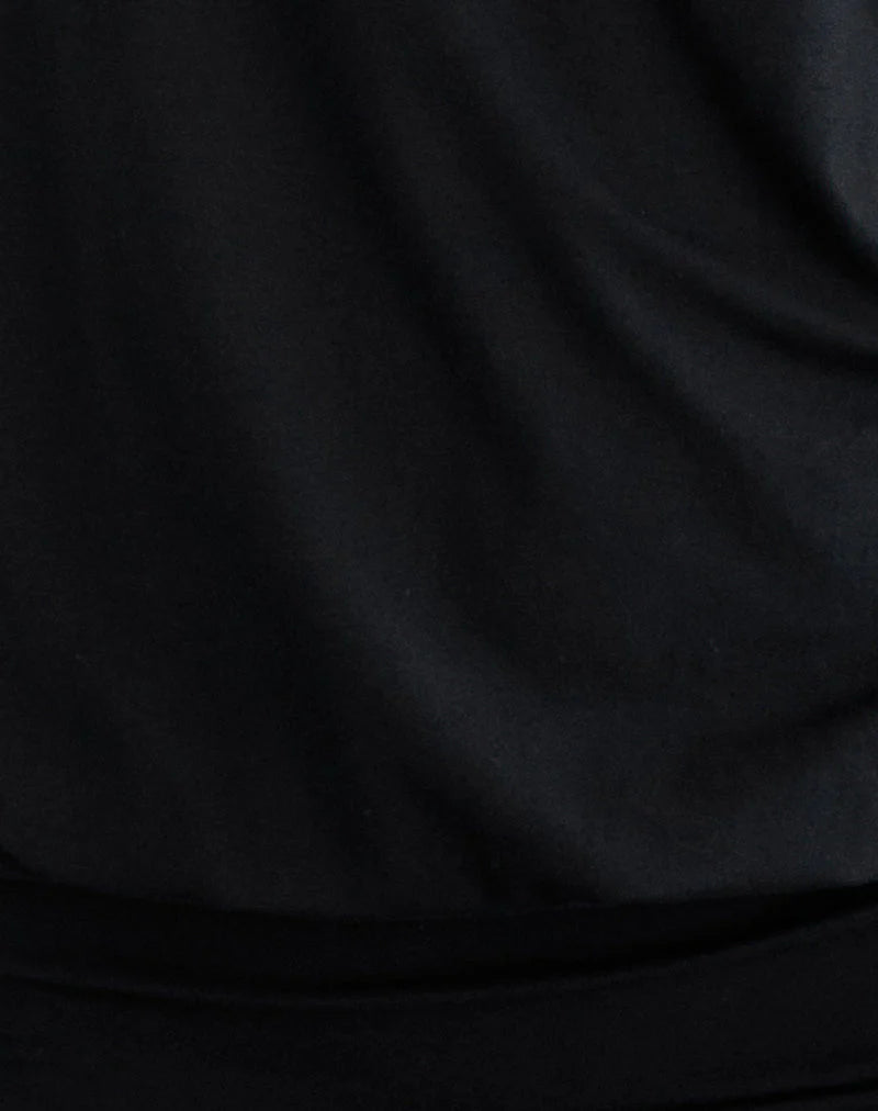 Sybe Cut Batwing Sleeve Mini Dress in Black