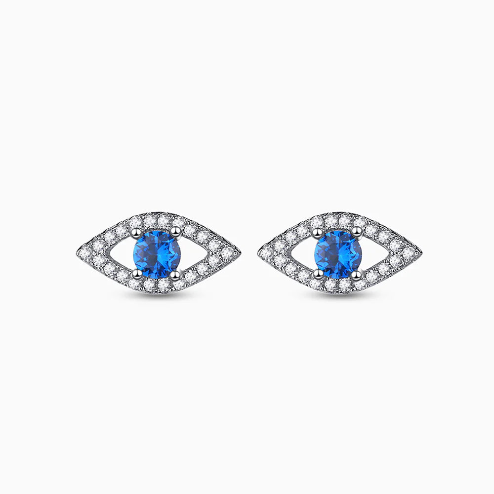 Vioraia Sparkling Evil Eye Stud Earrings
