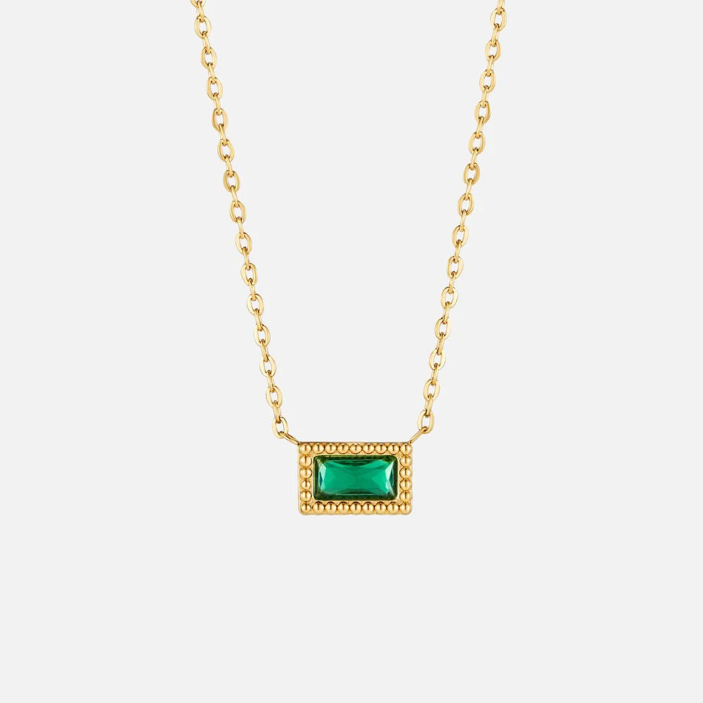 Vioraia Baguette Birthstone Necklace