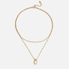 Vioraia Valerie Layered White Pendant Necklace