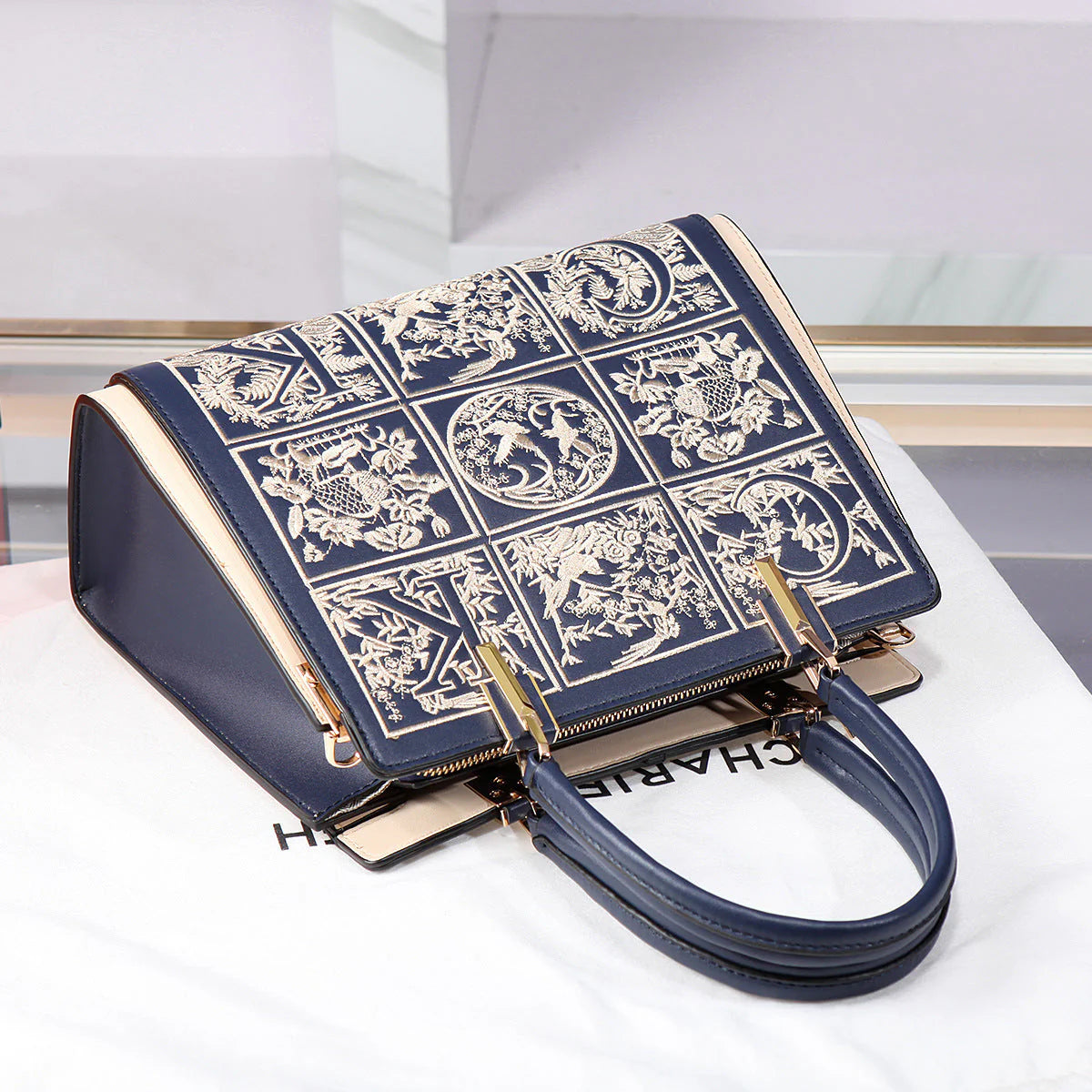Vioraia Havilah Embroidery Medium Tote Bag