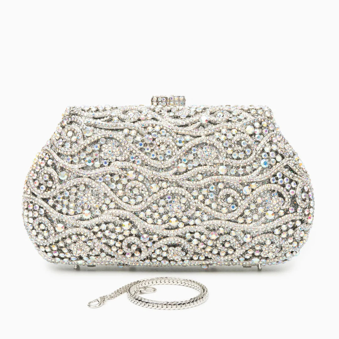 Vioraia Juliet Rhinestones Clutch Bag - Silver