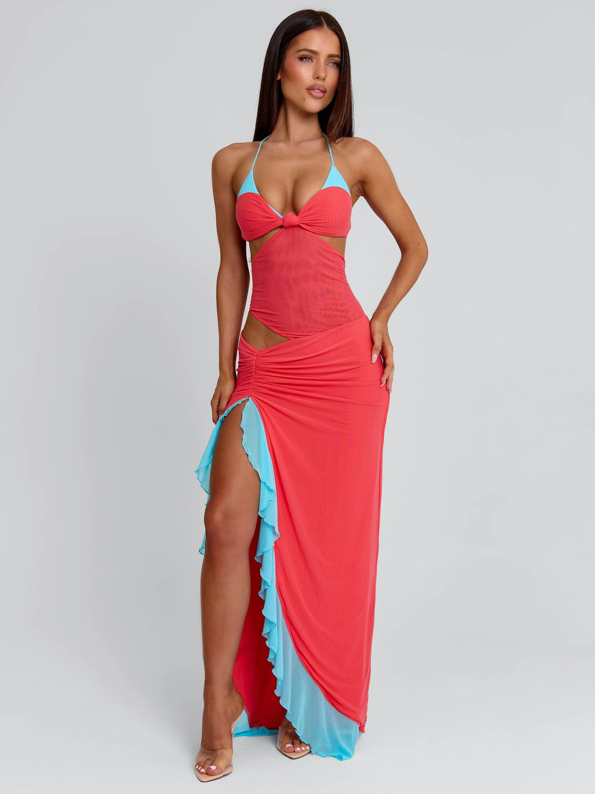 Lucy's MIRANDA MAXI DRESS CORAL AND BLUE