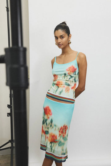 Midi Skirt | Mesh Baby Blue