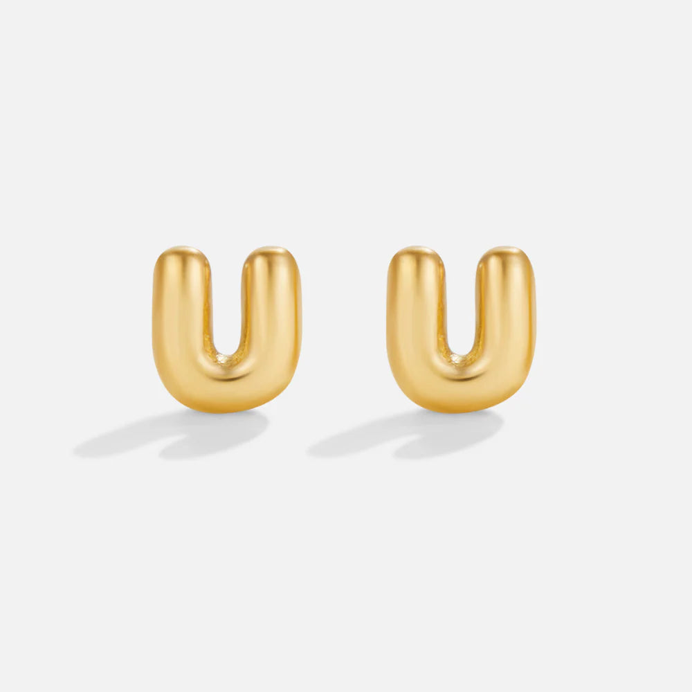 Vioraia Gold Bubble Letter Earrings