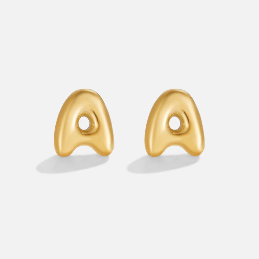 Vioraia Gold Bubble Letter Earrings