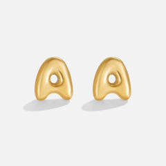 Vioraia Gold Bubble Letter Earrings