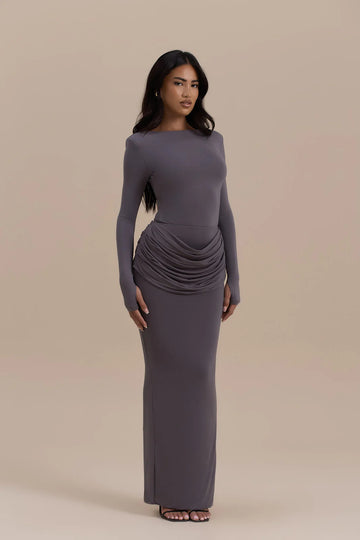 ASHTIN BOAT NECK BODYSUIT | SLATE GREY