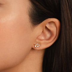 Vioraia Crystal Leaf Stud Earrings
