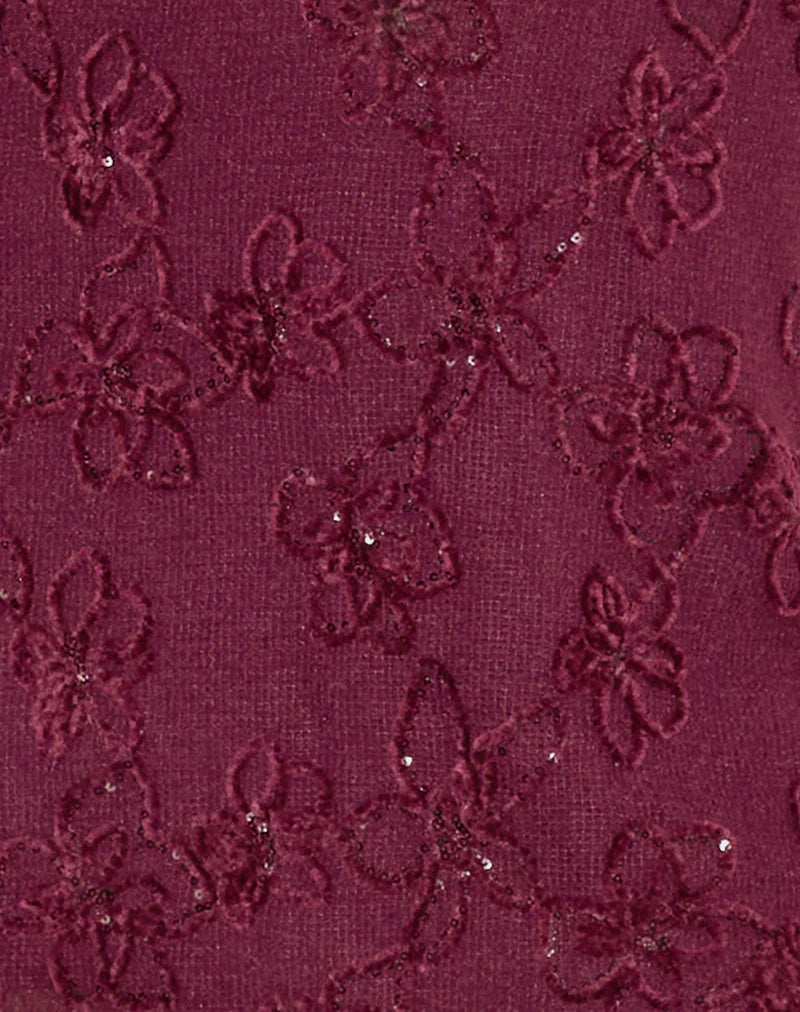 Codami Halterneck Mini Dress in Sequin Knit Burgundy