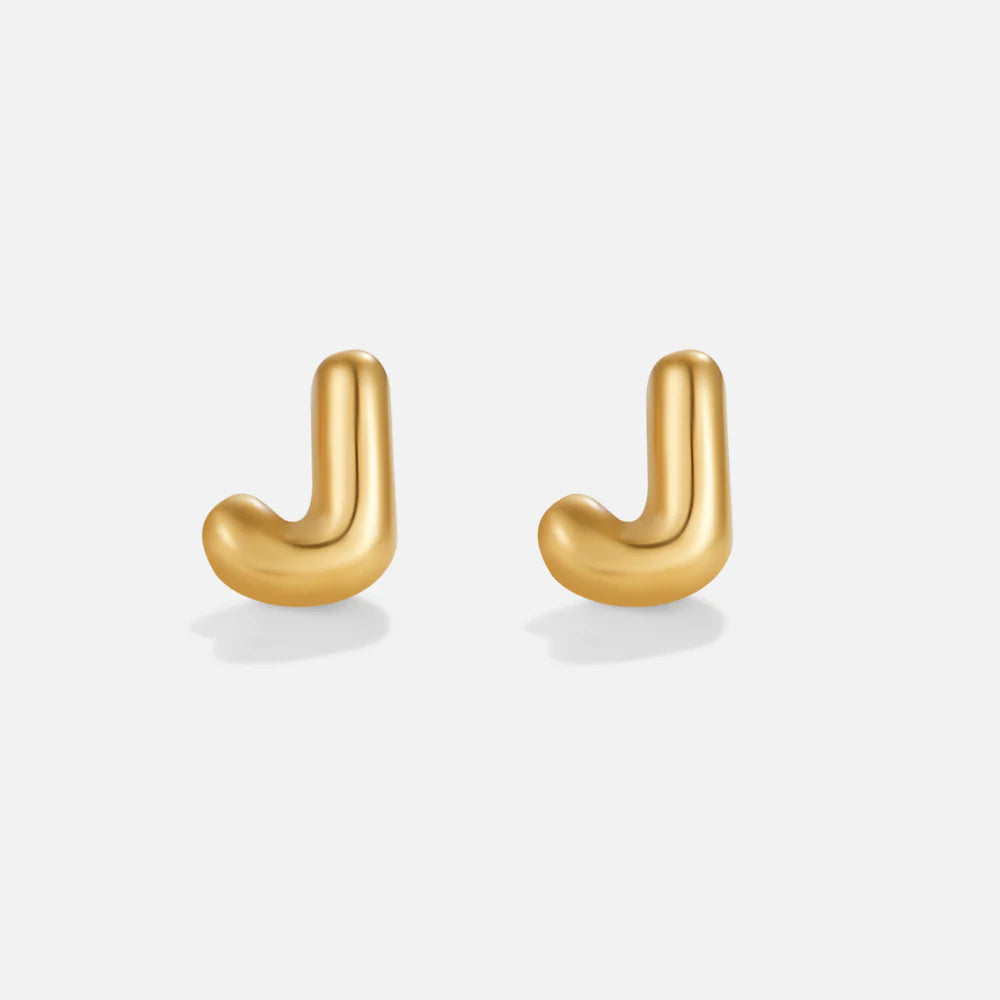 Vioraia Gold Bubble Letter Earrings