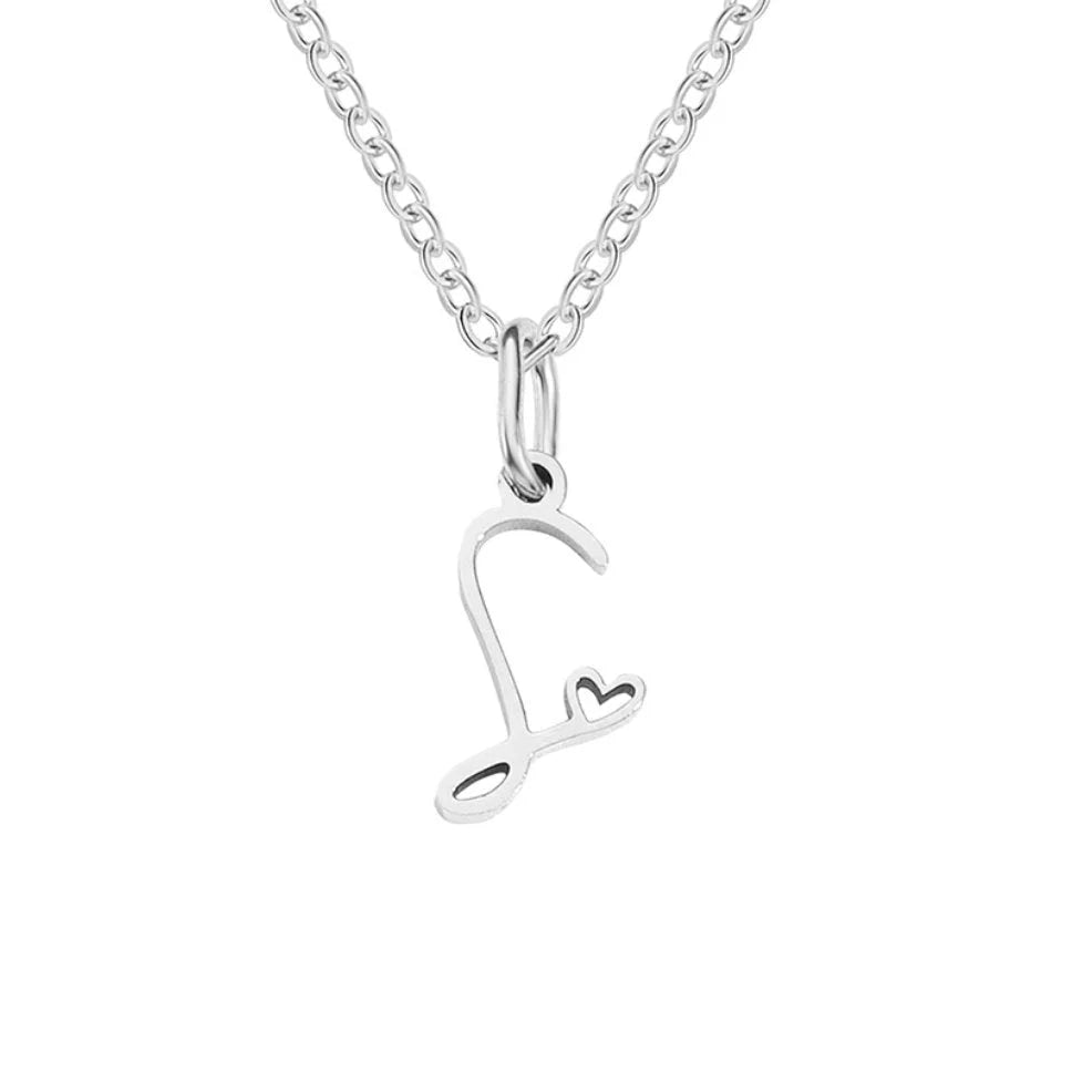 Vioraia Silver Letter Heart Necklace