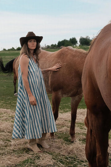 Blue-Striped Vacation Dress
