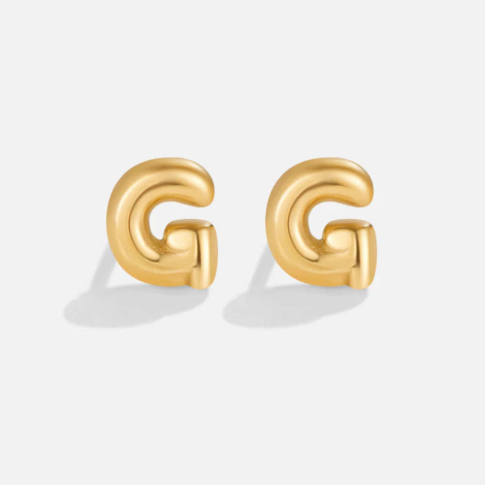 Vioraia Gold Bubble Letter Earrings