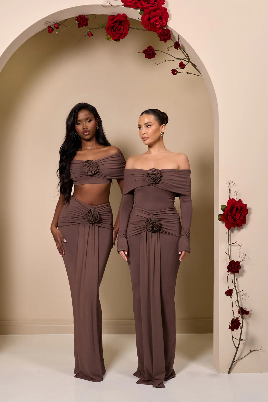 BELLE DRAPE MAXI SKIRT | CHOC - SALE