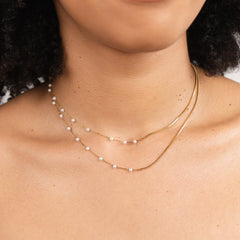 Vioraia Pearl & Gold Long Chain Necklace