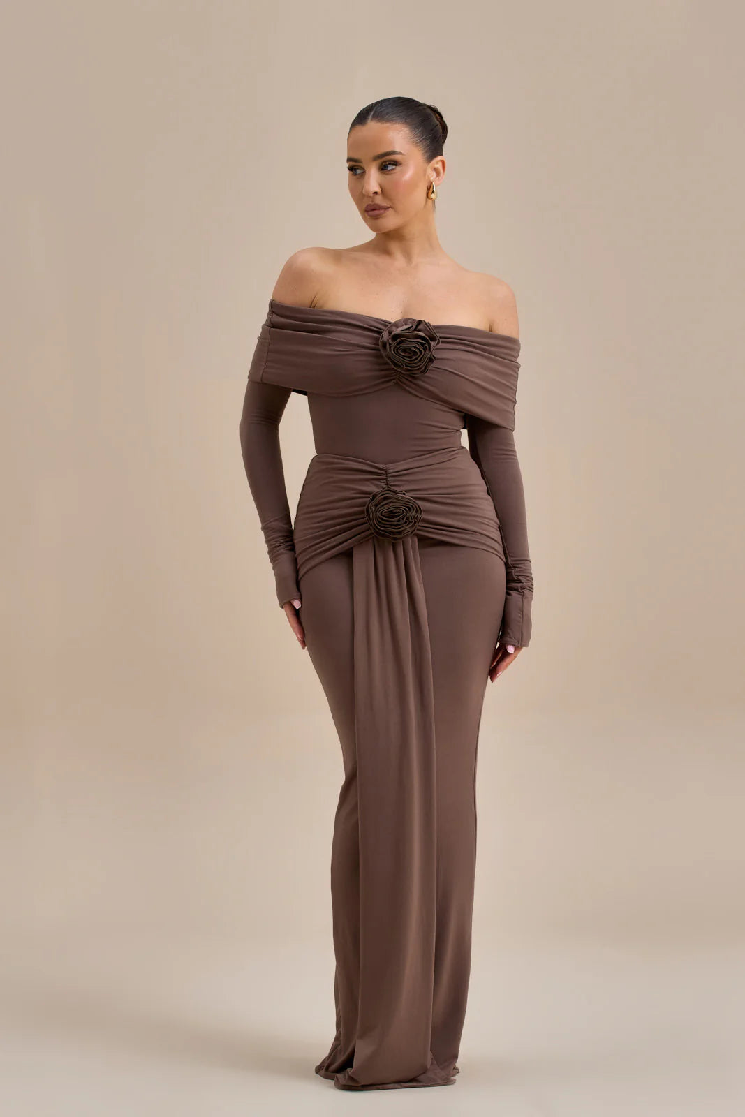 BELLE DRAPE MAXI SKIRT | CHOC - SALE
