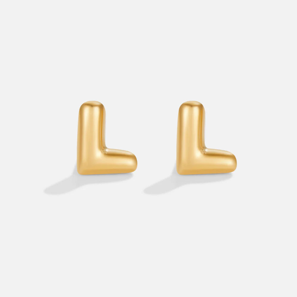 Vioraia Gold Bubble Letter Earrings