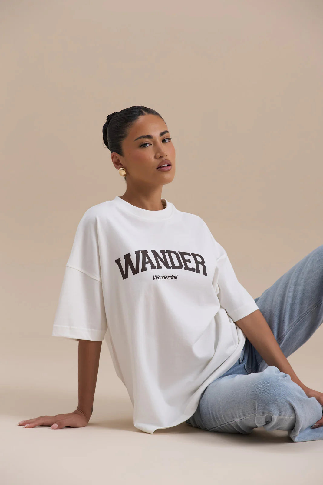 WANDER OVERSIZED T-SHIRT | WHITE + CHOCOLATE