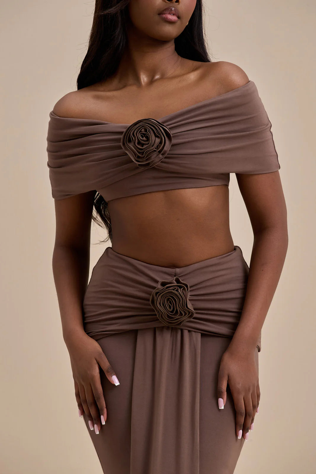 BELLE BARDOT CROP TOP | CHOC - SALE